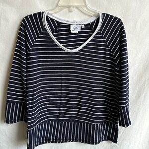 Hot Cotton navy and white striped top, size PM